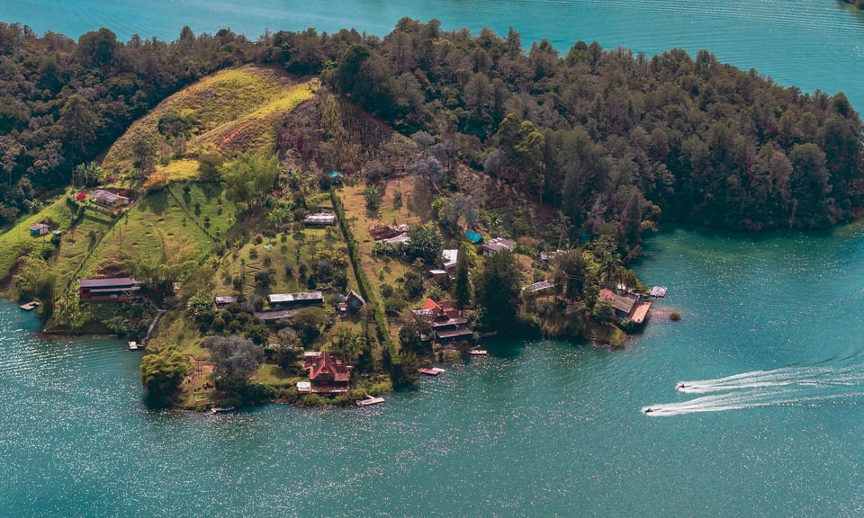 Landscape of the El Peñol and Guatapé reservoir